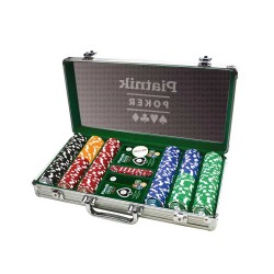 Set Poker profesional, 300 jetoane de cazinou de 14 grame, 2 pachete carti de joc, 5 zaruri - Piatnik